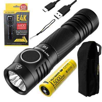 NITECORE E4K Compact Every Day Carry Flashlight 4x CREE XP-L2 V6
