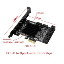 PCIe PCI Express to SATA3.0 8-Port SATA III Expansion Controller Adapter Card 6G