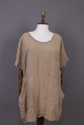 ELEMENTE CLEMENTE Brown Lagenlook Short Sleeve Dress Size 4