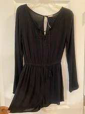 NWT Women  s Long Sleeve Romper Black XS/P