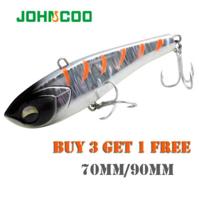 JOHNCOO 70mm/90mm Vibration Sinking Lures with Iron Plate Lipless VIB fishing lu