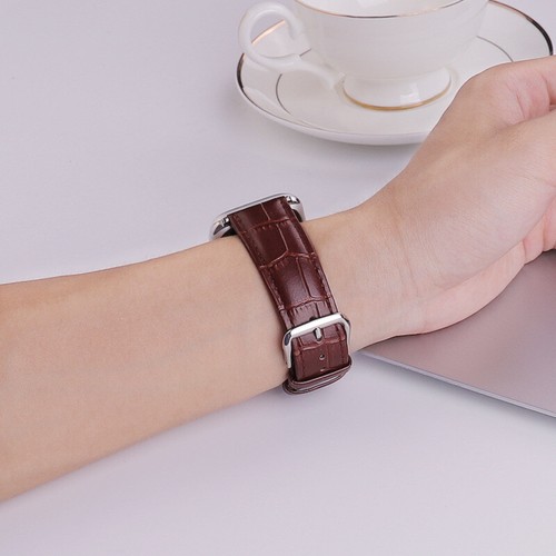 Bracelet en cuir véritable pour iwatch Apple Watch Series Ultra 2 10 9 8 7 6 5 SE - Photo 3 sur 25