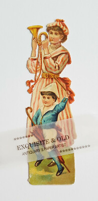 um 1900 Mutter Kind Regenschirm Glanzbild Oblate Prägedruck Ephemera Luxuspapier