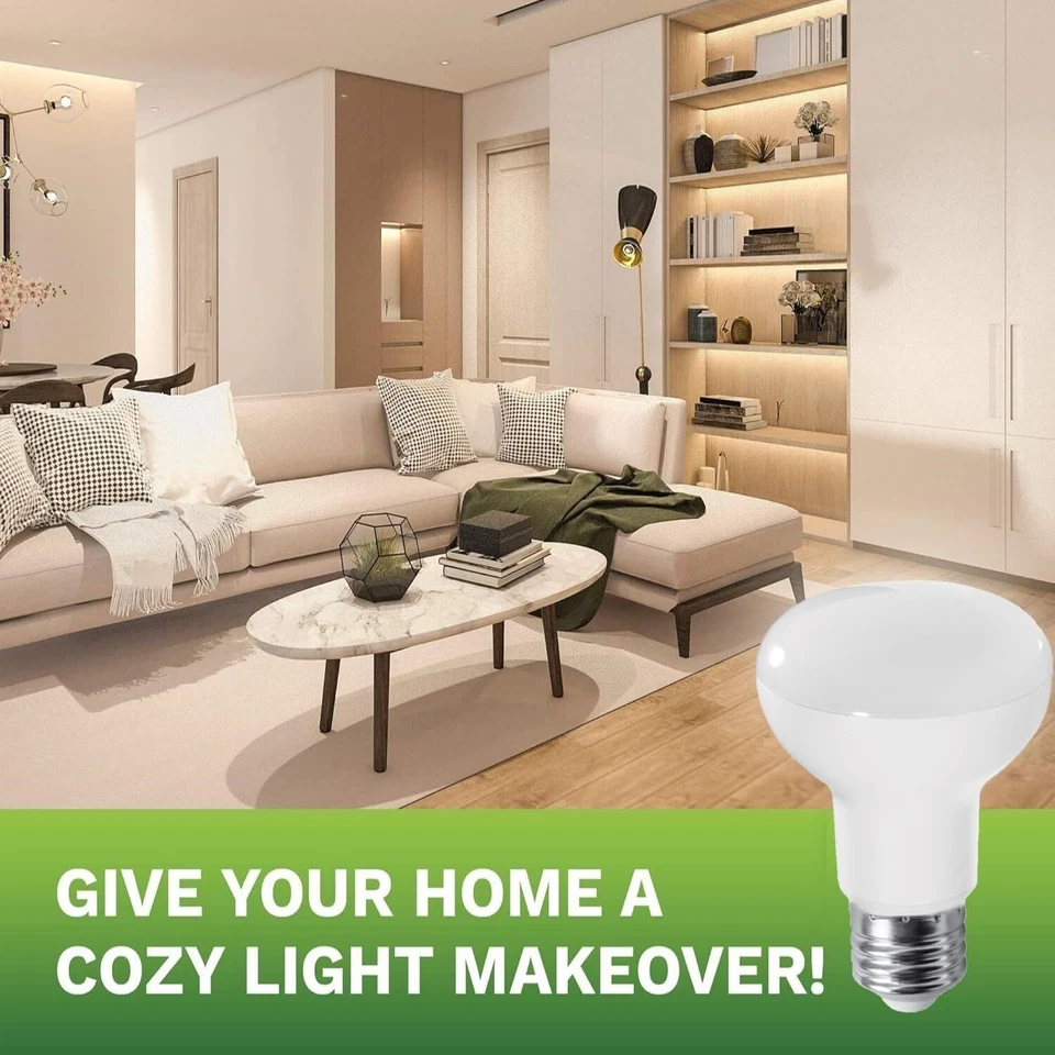 4Pack R20 Reflector Recessed LED Flood Light Bulb, 7.5W(50W), 525LM, 2700K, E26 - Image 2 of 4