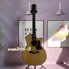 Handmade Solid Spruce 916 NATURAL Acoustic Guitar Abalone Inlay Gold Hardware