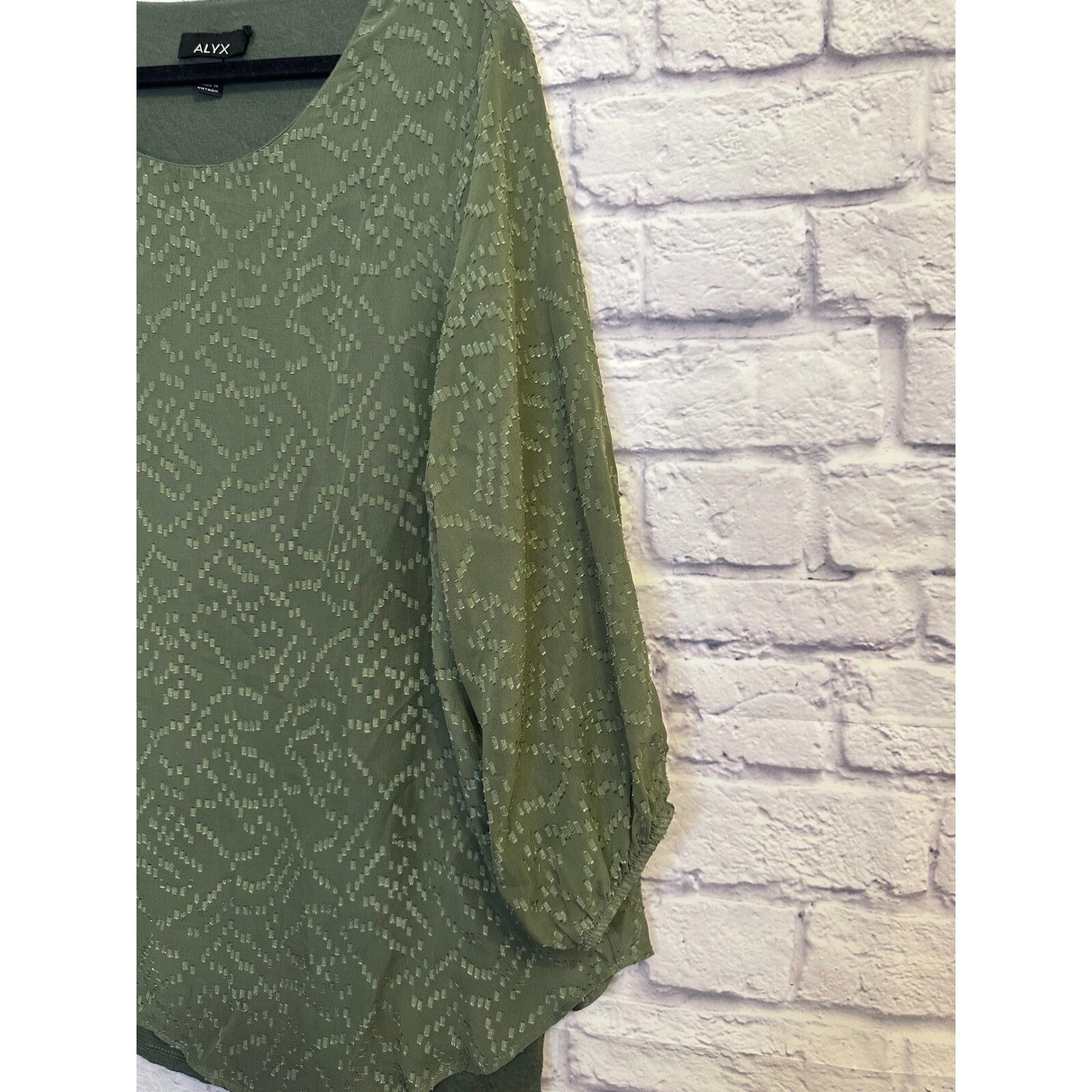 Top tunica ALYX verde oliva testurizzato manica 3 4 blusa floreale taglie forti 0X