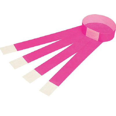 NEW 100x Rexel Tyvek Wristbands With Serial Number Fluoro Pink Wrist Band
