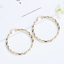 Real gold Filled Round Hoop Earrings 18k Layered 50mm
