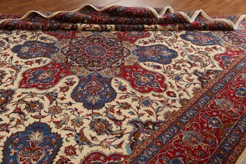 One-of-a-Kind Medallion Signed Kashmar Area Rug 10x13 Hand-knotted Large Carpet - Picture 9 of 12