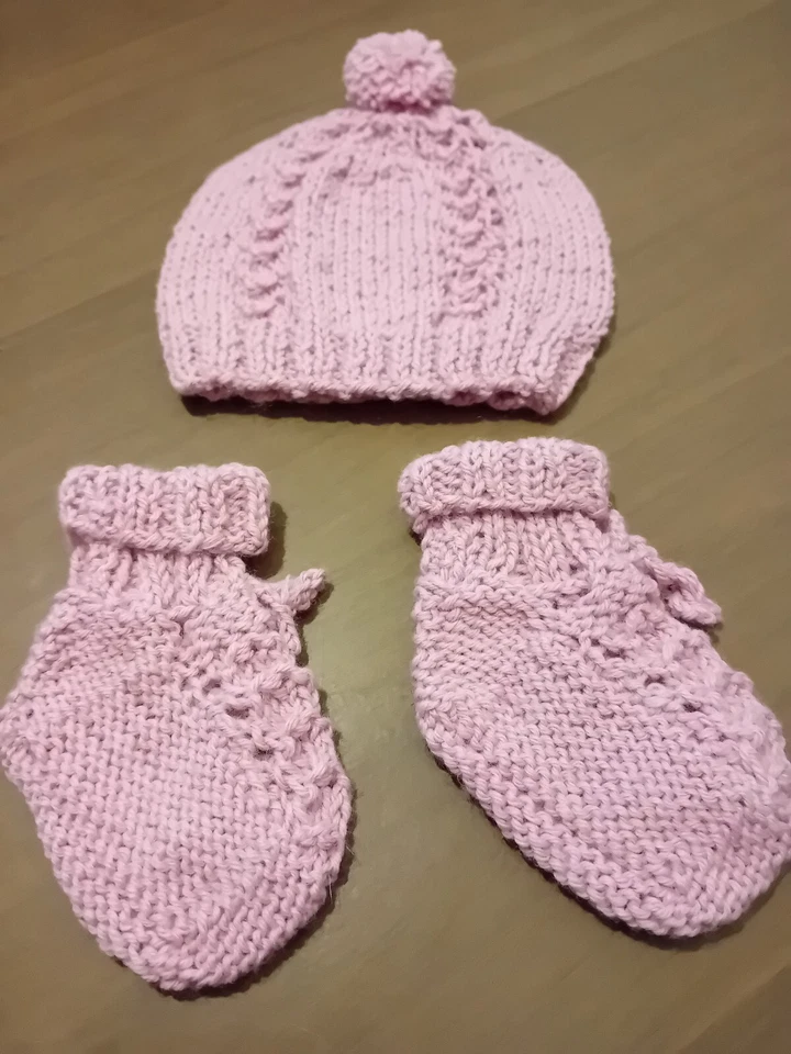 Fatto A Mano *Completo X Neonata *Lavorata Ai Ferri*  Nuovo - Immagine 4 di 4