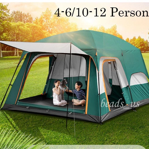 For 4-6/10-12 Person Camping Tent Outdoor Family Tunnel Tent Waterproof Portable