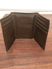 New Mens Brown Trifold Wallet 9 Card Slots