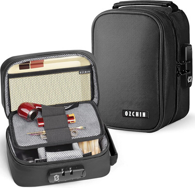 Smell Proof Bag with Combination Lock Tobacco Pipe Pouch Bag File Organizer Case