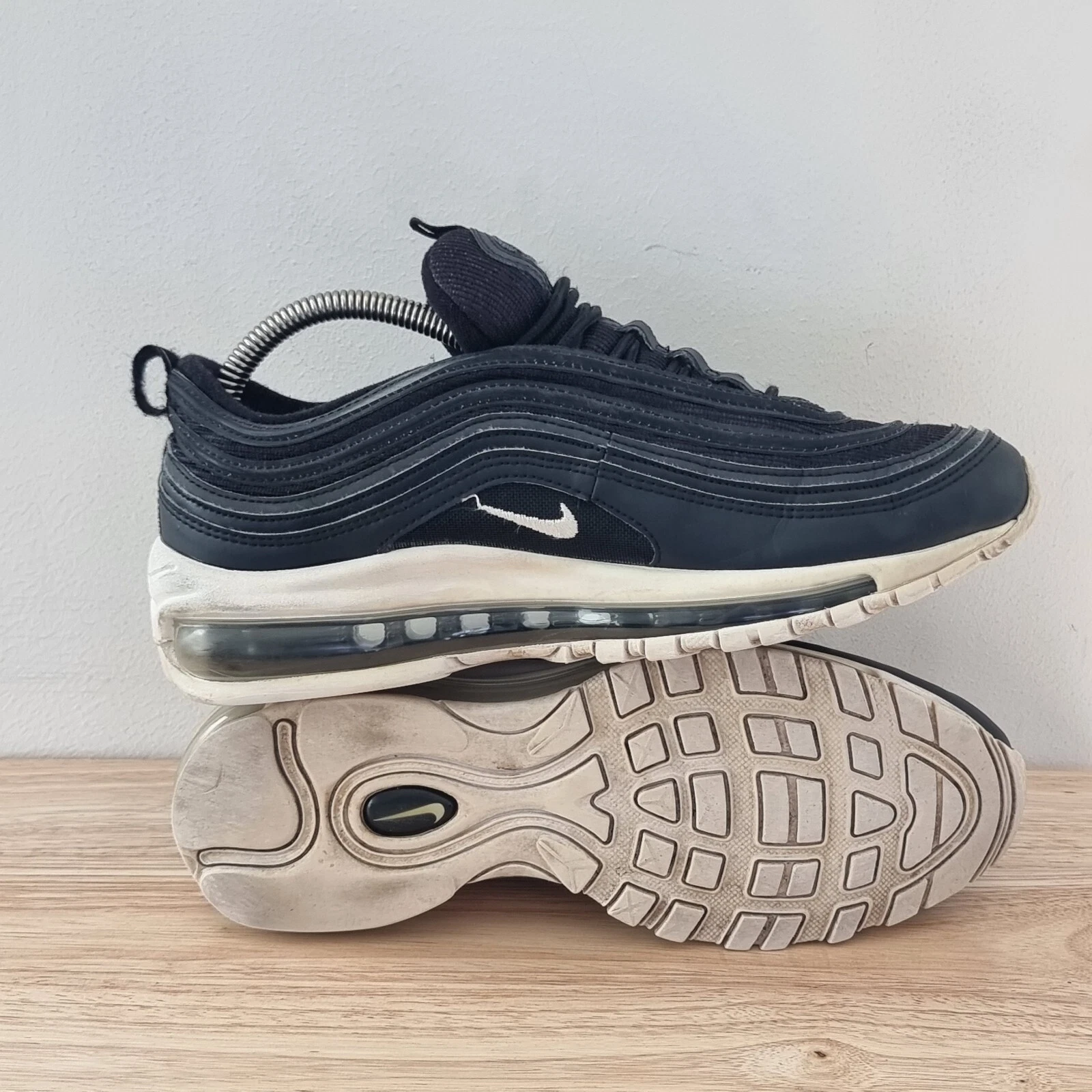NIKE AIR MAX 97 UK 6 EU 39 SCARPE DA GINNASTICA RAGAZZO RAGAZZA DONNA NERO BIANCO 921522 001