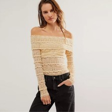 NWT New Free People Cream Lace Sanna Bodysuit Size L