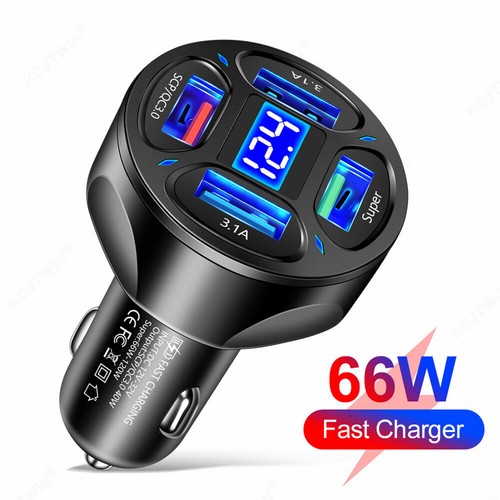 120W Car Charger 12V/24V 4 USB Ports Fast Charging Cigarette Lighter Adapter - Picture 9 of 24