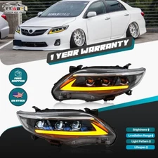 2x LED & DRL Clear Projector Headlights For 2011-2013 Toyota Corolla Front Lamps
