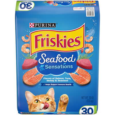 Friskies Seafood Sensations,Dry Cat Food, Salmon, Tuna & Shrimp,30 lb Bag