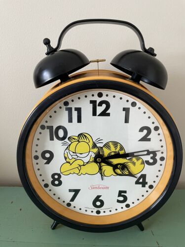 Garfield Cat ""Big Fat Alarm Clock"" Probado/Funciona 1978 Rayo de sol - Imagen 1 de 13