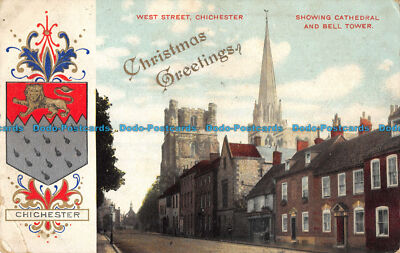 R164826 West Street Chichester. Showing Cathedral and Bell Tower. J. W. Moore