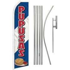 Pupusas Blue  White Super Swooper Flag  Flag Pole Kit  Ground Spike