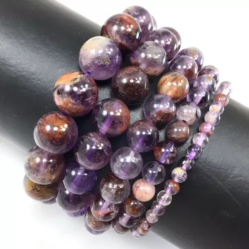 Handmade Gemstone Natural Super Seven Crystal Beaded Bracelet 7.5" 4 6 8 10 12mm - Picture 4 of 29