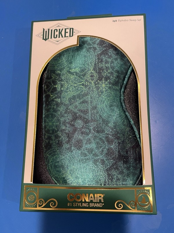 Wicked Sleep Sets: Pillowcase/Sleep Mask - Black/Green Elphaba NEW