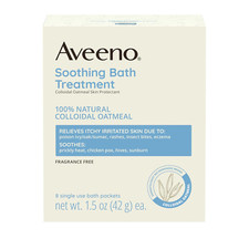 Aveeno Soothing Bath Treatment 100 Natural Colloidal Oat Eczema  Hives 8 Ct.