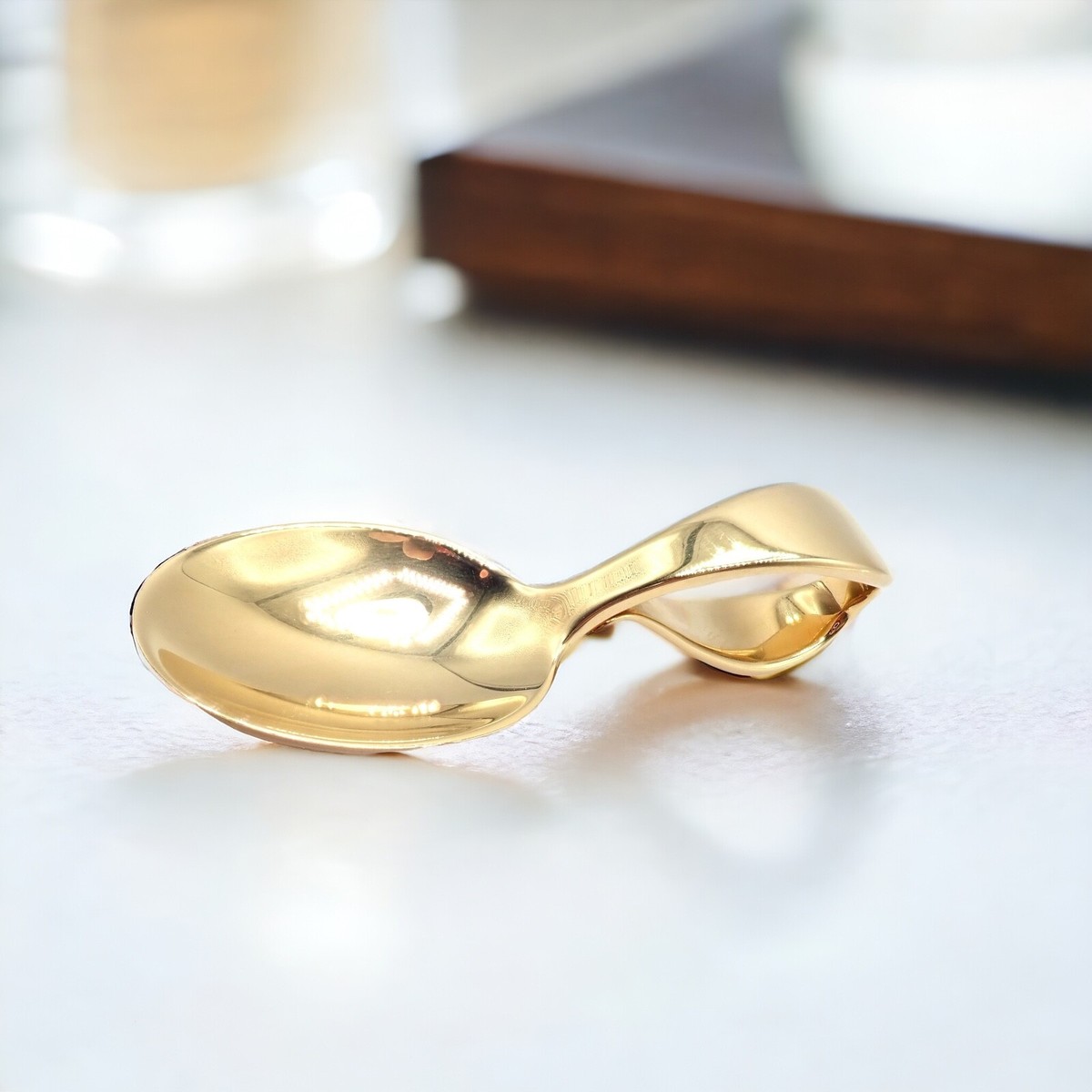 Authentic! Tiffany & Co Makers 18k Yellow Solid Gold Baby Spoon