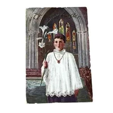 Postcard A Joyful Easter Church Altar Boy Divided Back Card C623