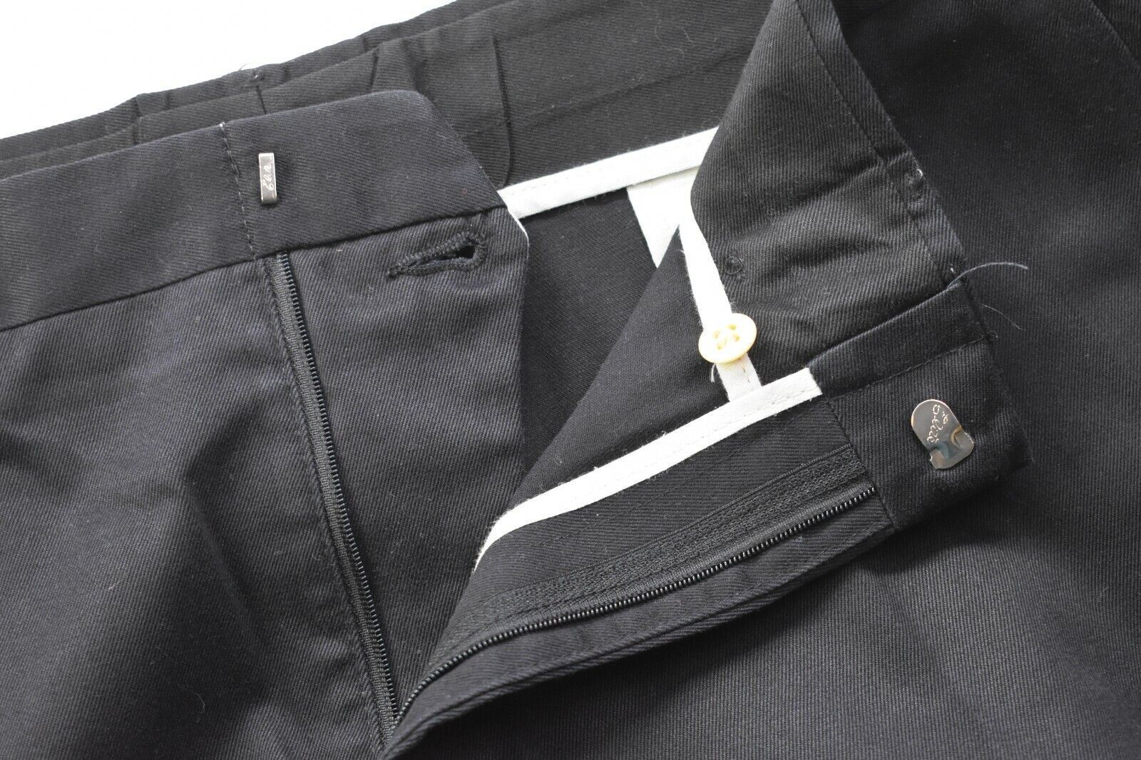 Lands End Mens Solid Black Traditional Fit Trouser Business Career