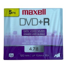 Maxell DVD R 4.7GB 120 Min 16x Recordable Blank Media 5 Pack New Sealed