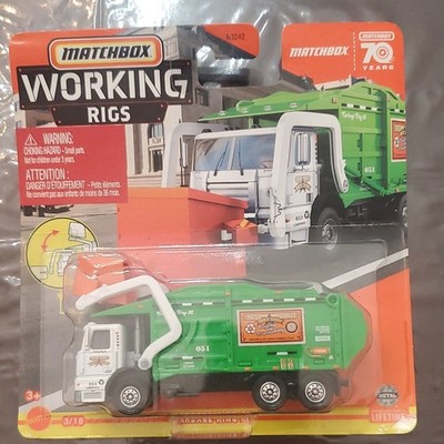 Matchbox Working Rigs Garbage King XL 1:64 Green/White Diecast, 2022 Unopened