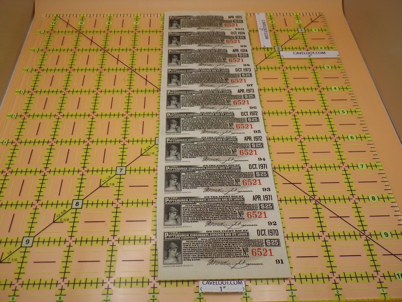 Vintage Pittsburgh Cincinnati Chicago St Louis Railroad Bonds 10 Coupon Strip