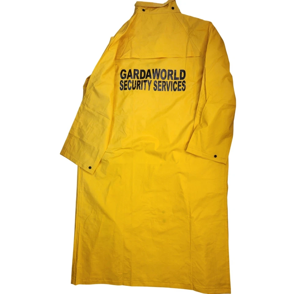 Security Guard Yellow Industrial Rain Coat Officer Long Raincoat & Hood XL Large - Image 2 of 4