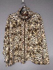 ZENERGY By CHICO'S Women's Hooded Zip Jacket Animal Print Lightweight Size 3