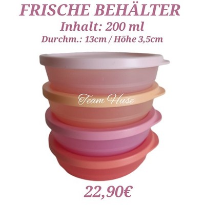 Tupperware Frische Behälter (4 x 200ml) / Hitparade, Kühlschrank NEU
