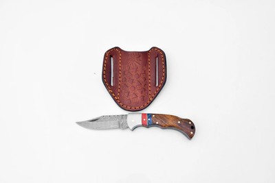 Hand-Forged Damascus Steel Clip Point Folding Knife Walnut & Camel Bone Handle