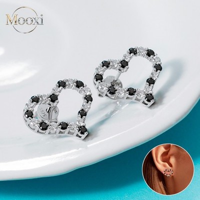 0.6/1.2Carat Full Real Moissanite Heart Shape Stud Earrings 925 Sterling Silver