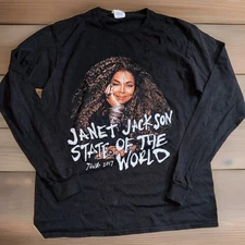 Janet Jackson State Of The World Tour 2017 Long Sleeve Black t-shirt Size M