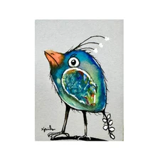 ACEO ATC Limited Edition Print /8 Bird Love Birds Animal Miniature Small Art