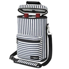 Wine Carrier Tote Bag Insulated 2 Bottle Cooler Carrying Case for Travel Picnic