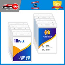 10 Pack Vertical ID Badge Holder Extra Thick Clear Waterproof Resealable Name...