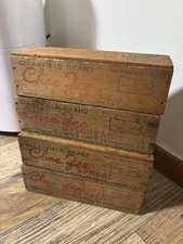5 Vintage Clearfield Cheese CHEE ZEE Spread Wood Advertising Box Curwensville Pa