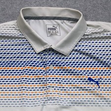 Puma Polo Shirt Mens Extra Large White Blue D...