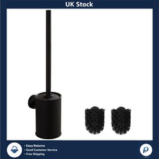 Image of Sleek Stainless Steel Wall Mount Toilet Brush Set Hygienic ABS Holder 1 Count