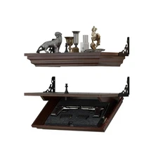 24''L x 13''W x 4''D Gun Rack with Magnetic Lock, Solid Wood Compact Gun Shel...