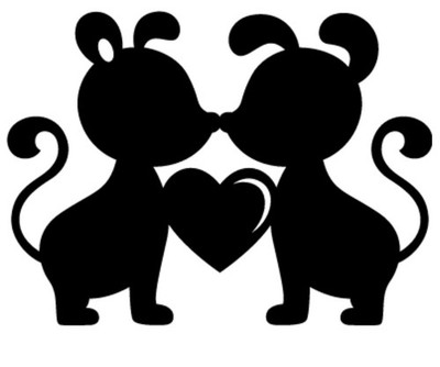 Hunde mit Herz Vinyl Aufkleber Sticker
