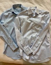 SUITSUPPLY Traveler Dress Shirts x2 : Men's, 38/15, Blue, Lot, Wrinkle-Free