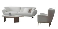Wohnzimmer-Set Sofa Sessel Couchtisch Weiß Moderner Stil Holzrahmen Neu